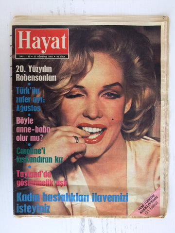 Hayat, Marilyn Monroe Cover Complete Vintage Turkish Magazine 1981