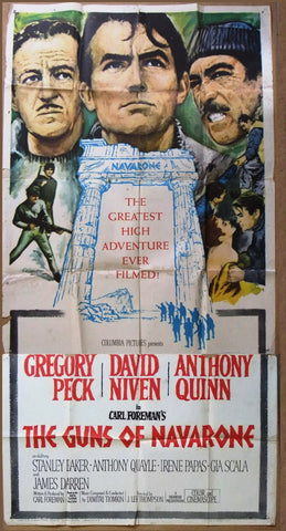 3sh The Guns of Navarone (Anthony Quinn) Original 41x81 Movie Poster 60s