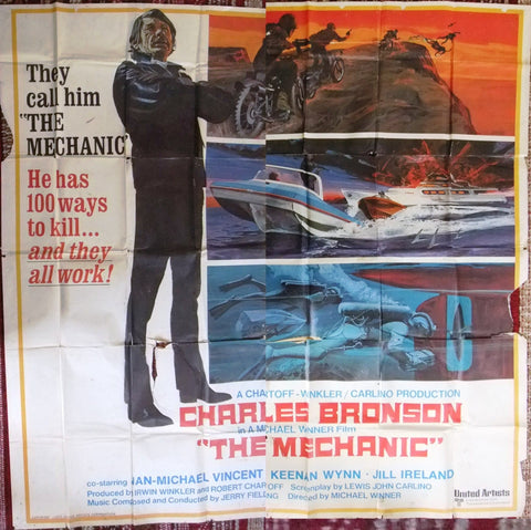 6sh The Mechanic {Charles Bronson} 78"x77"  Original US Movie Poster 70s