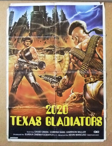 2020 Texas Gladiators {Joe D'Amato} 39x27" Original Lebanese Movie Poster 80s