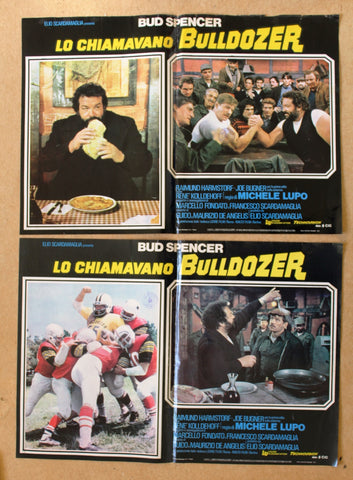 (Set of 4) lo chiamavano bulldozer Bud Spencer Italian Film Lobby Card 70s