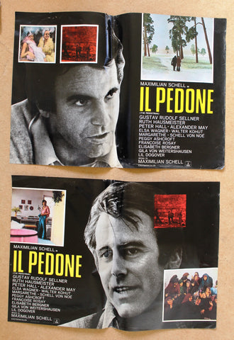 (Set of 8) Il pedone (Maximilian Schell) Pedestrian Italian Film Lobby Card 70s