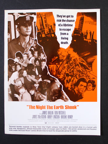 The Night the Earth Shook (James Brolin) Movie Org Flyer 70s