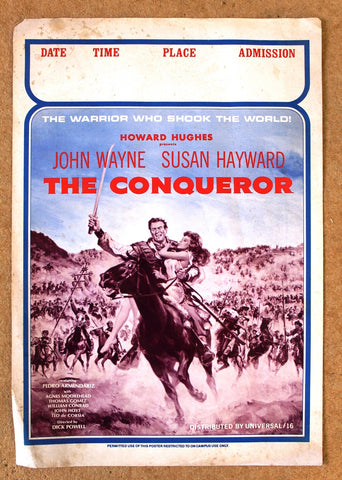THE CONQUEROR (JOHN WAYNE) Original Movie Ads A Flyer 80s