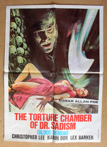 TORTURE CHAMBER OF DR. SADISM (Lex Barker) 20x27" Lebanese Movie Poster R70s