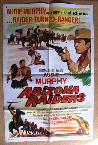 Arizona Raiders {AUDIE MURPHY} Original Spanish US 41x27" Movie Poster 60s