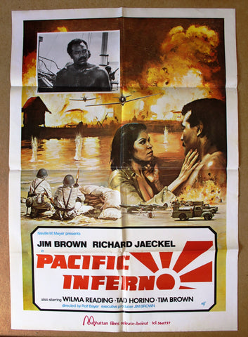 Pacific Inferno (Jim Brown) 39x27" Lebanese Org Movie Poster 70s