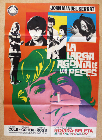 LA LARGA AGONIA DE LOS PECES JOAN MANUEL 39x27 Original Spanish Film Poster 80s