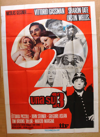 UNA SU 13 (ORSON WELLES) Italian 2F Movie Poster 60s