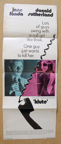 klute Jane Fonda Original 36x14" Original Insert Movie Poster 70s