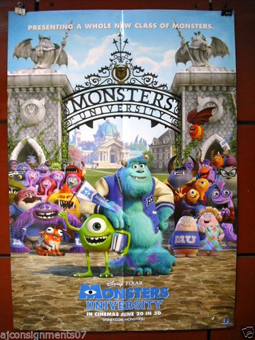 Monsters University Pixar Disney Original INT. 40"x27" Movie Poster 2013
