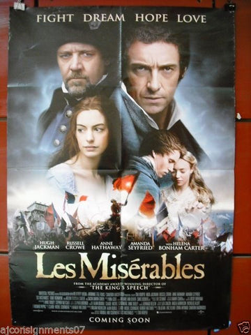 Les Miserables { Russell Crowe} 40X27 Original Int. Folded Movie Poster 2012